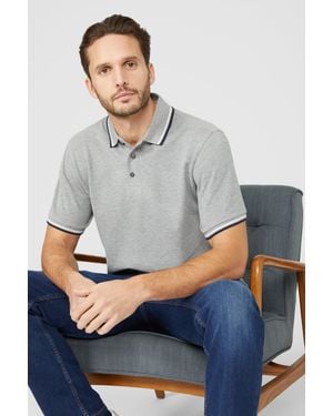 MAINE Pique Tipped Polo - Grey