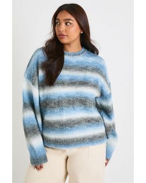 Boohoo Plus Knit Crew Neck Jumper - Blue