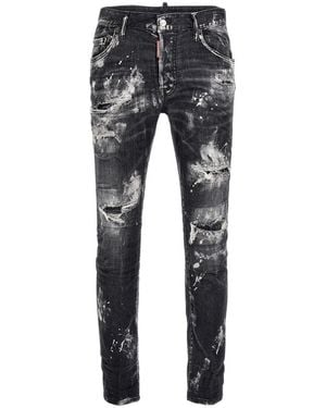 DSquared² Super Twinky Jean Destroyed Paint Effect Jeans Cotton - Blue