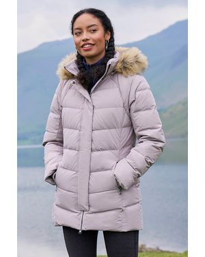 Mountain Warehouse 'Isla Ii' Down Jacket Water Resistant Faux Fur Hood Warm Winter Coat - Grey