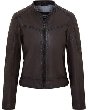 Infinity Leather Retro Quilted Biker Jacket - Black