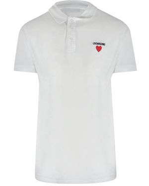 Moschino Love Heart Logo Polo Shirt Cotton - White