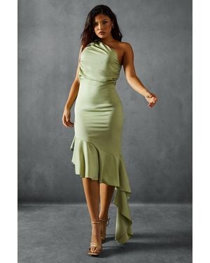 MissPap Premium Asymmetric Frill Hem Bridesmaid Dress - Green