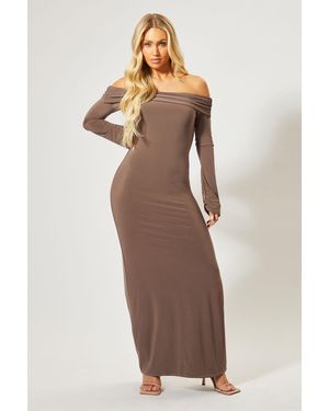 MissPap Bardot Fold Over Open Back Maxi Dress - Multicolour