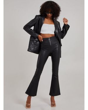 Pink Vanilla Pu Wide Leg Trousers - Black
