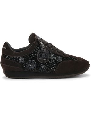 Kurt Geiger Velvet Chelsea Jewel Tag Trainers - Black
