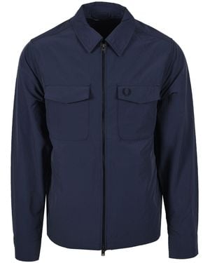 Fred Perry Zip Through Overshirt Dark Airforce - Blue
