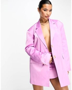 Something New Tailored Satin Oversized Blazer Co-Ord - Pink