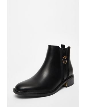 Quiz Wide Fit Flat Ankle Boot - Black