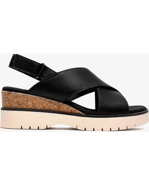 Clarks Diaz Cross Leather Sandals - Black