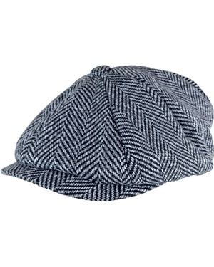 Sock Snob Herringbone Pattern Fleece Lined Winter Wool Newsboy Hat Cap - Blue