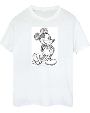 Disney Mickey Mouse Sketch Cotton T-Shirt - White
