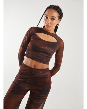 Pink Vanilla Saturn Long Sleeve Letterbox Top - Brown