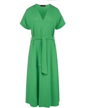 Conquista Jersey Belted Midi Dress - Green