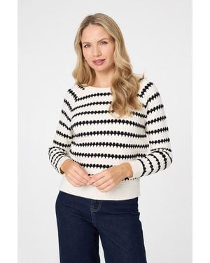 Izabel London Stripe Textured Long Sleeve Jumper - Grey