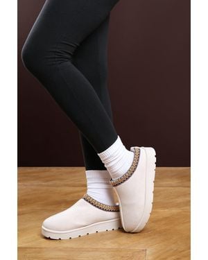 Where's That From Wheres 'Felinia' Embroidery Detail Slip On Ankle Boots - Black