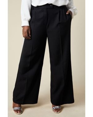 Wallis Curve High Waist Wide Leg Trouser - Black