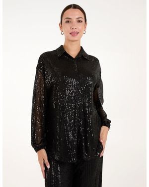 Blue Vanilla Sequin Shirt - Black