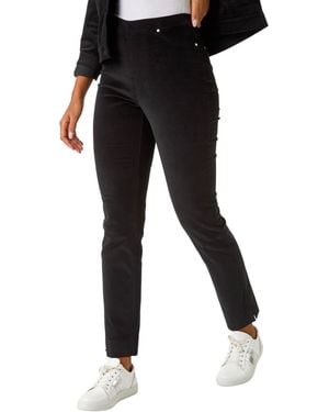 Roman Corduroy Stretch Denim Trousers - Black