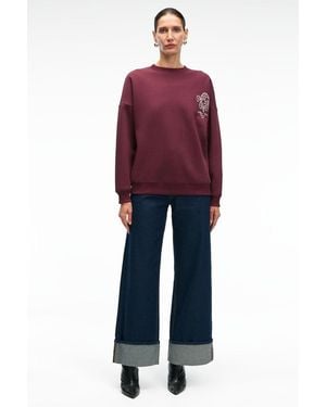 Grimelange Oversized Crew Neck Sweatshirt - Red