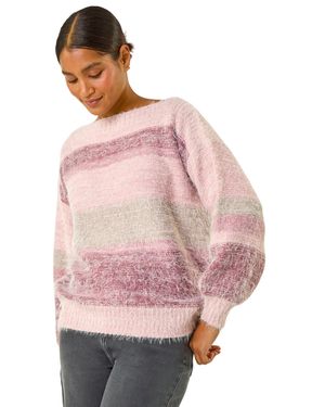 Roman Stripe Soft Knit Jumper - Pink