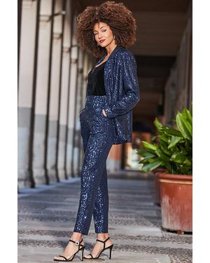 Sosandar Dark Sapphire Sequin Tapered Trousers - Grey