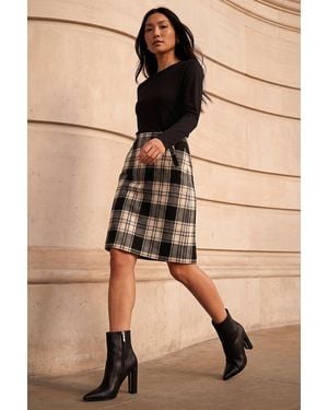 Roman Brushed Check Skirt - Natural