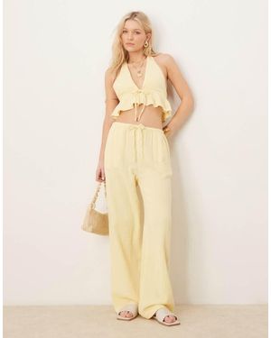 Iisla & Bird Skinny Waist Band Beach Trouser Co-Ord - Natural