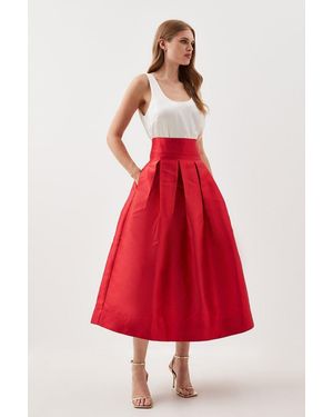 Karen Millen Twill Woven Prom Maxi Skirt - Red