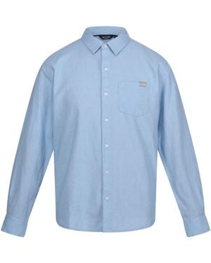Regatta Babbinswood Linen Shirt (Powder) - Blue