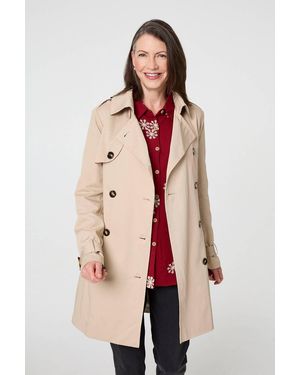 Izabel London Relaxed Double-Breasted Trench Coat - Natural