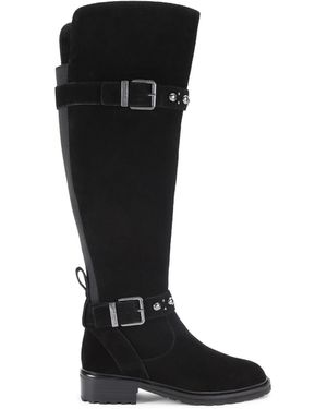 Kurt Geiger Suede Dome Stud Riding Boots - Black