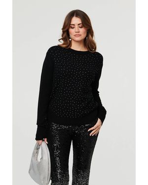 Izabel London Sparkle Detail Relaxed Jumper - Black