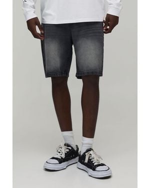 BoohooMAN Essential Relaxed Fit Denim Shorts - Black