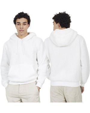 Brave Soul Fleece Hoodie Long Sleeve Pullover Sweatshirt - White