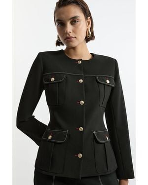 Karen Millen Compact Stretch Formal Tailored Jacket - Black