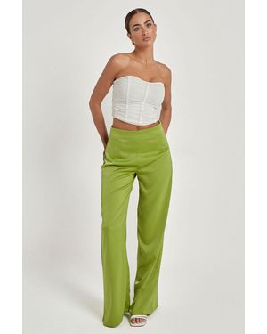 Urban Bliss Satin Wide Leg Trouser - Green