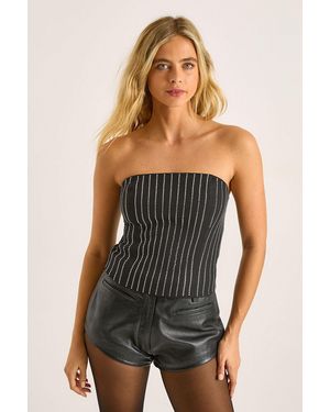 Nasty Gal Premium Diamante Tailored Bustier Top - Black