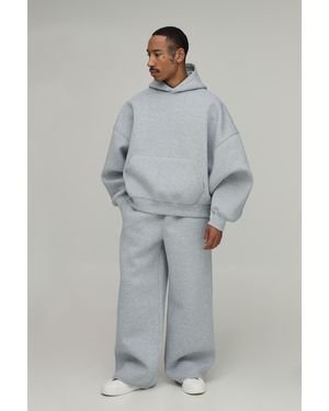 BoohooMAN Batwing Over The Head Scuba Hoodie - Grey
