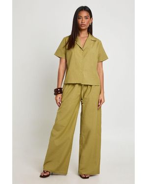 Boohoo Linen Look Beaded Wide Leg Trousers - Yellow