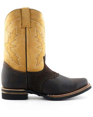 Grinders Tan Leather Cowboy Chelsea Boots- Frontier - Black