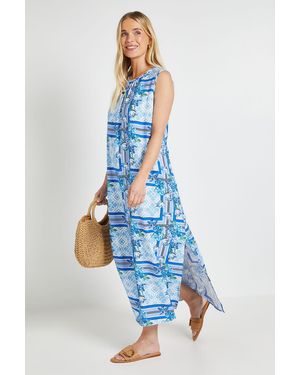 Wallis Petite Tile Print Sleeveless Maxi Dress - Blue