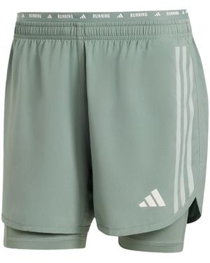 adidas Originals Own The Run 3-Stripes 2-In-1 Shorts - Green