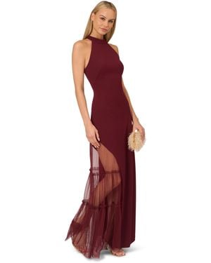 Adrianna Papell Knit Crepe Halter Gown - Red