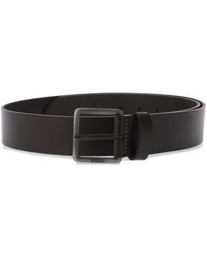BOSS Accessories Leather Belt With Metal Buckle - Brown