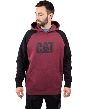 Caterpillar Raglan Cotton Hooded Sweatshirt - Red