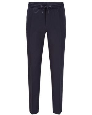 BOSS Banks Solid Patterned Slim Trousers - Blue