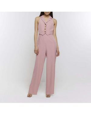 River Island Waistcoat Jumpsuit Zoe - Pink