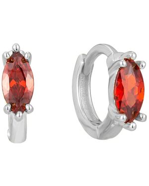 SEOL + GOLD Sterling Tiny Garnet Cz Hoops - Red