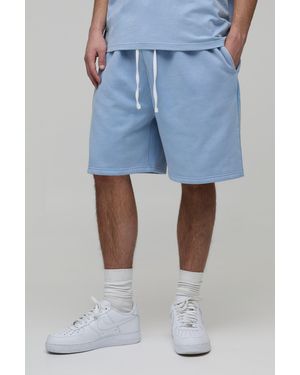 BoohooMAN Essential Washed Oversized Drop Crotch Short - Blue